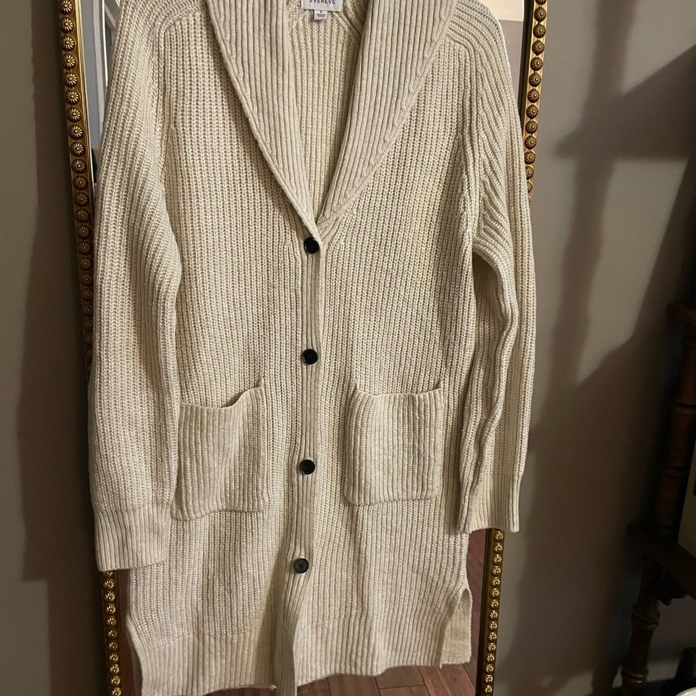 Evereve Cream Ribbed Knit Sweater/ size small